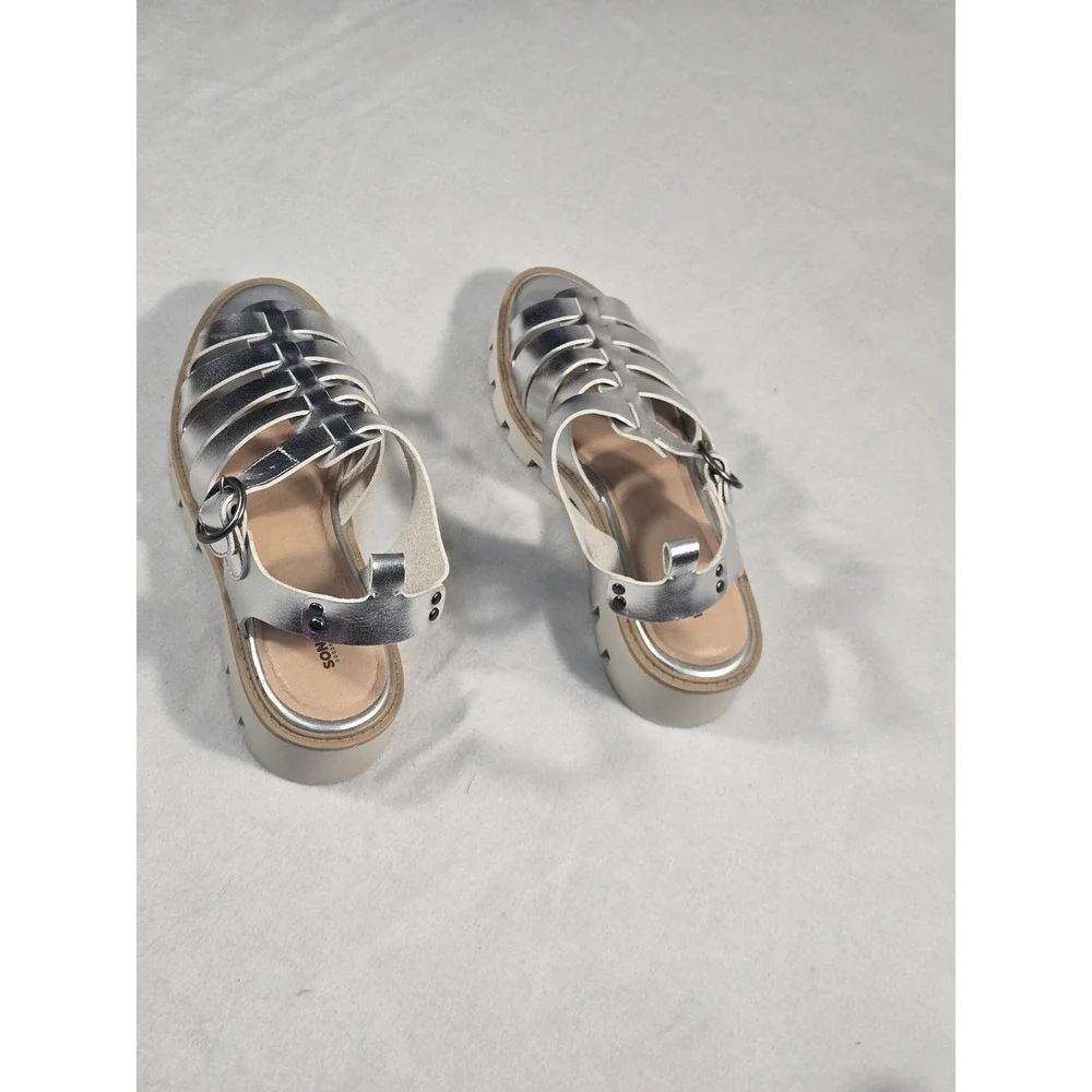 Sonoma Goods For Life Silver Metallic Gladiator Platform Sandals Womens 9.5